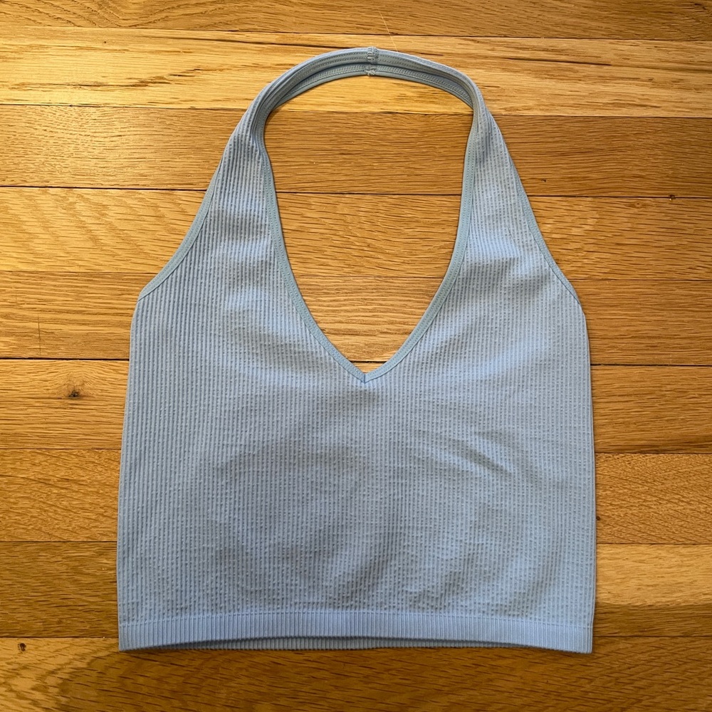 Glassons Baby Blue Cropped Halter Top